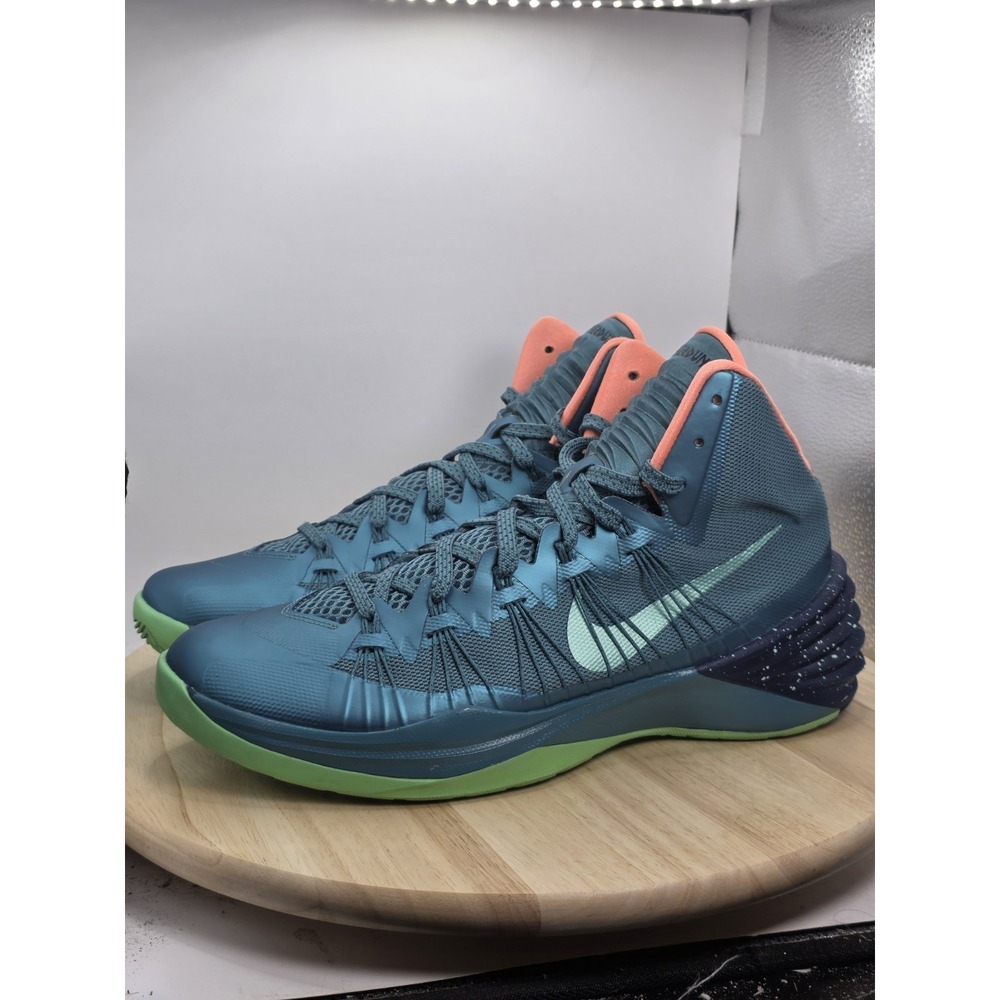 Mens Size 11 - Nike Hyperdunk Mid Top Basketball Sneakers Green/Orange Lace Up